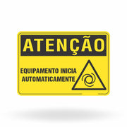 Placa Atenção - Equipamento Inicia Automaticamente