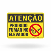 Placa Atenção - Proibido Fumar no Elevador