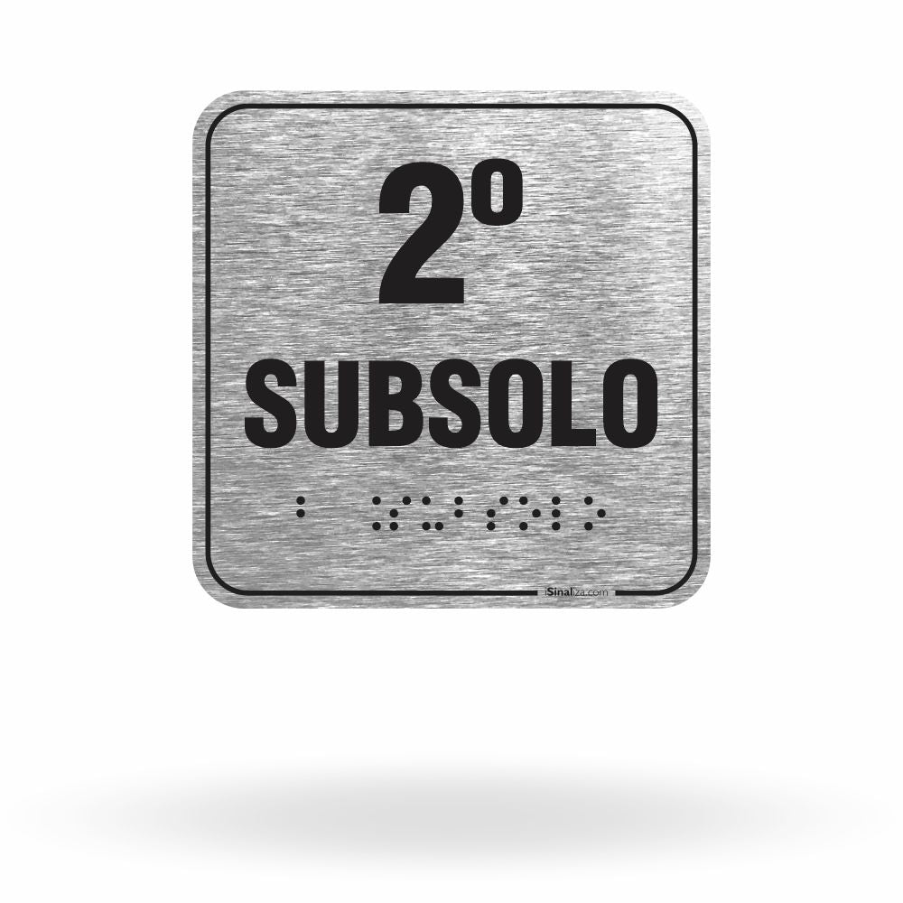 Placa de Sinalização "2º Subsolo" com Braille e Relevo