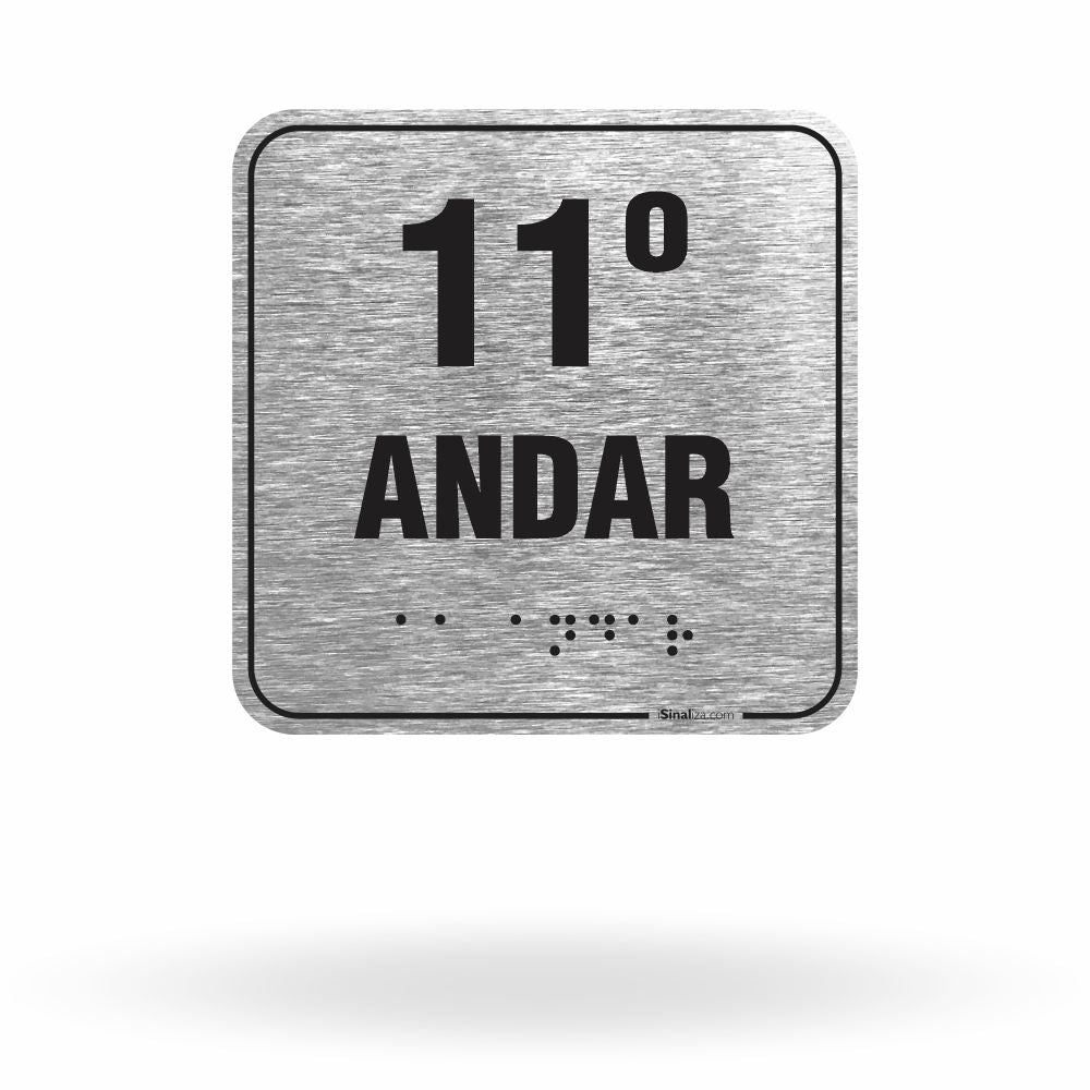Placa de Sinalização "11º Andar" com Braille e Relevo