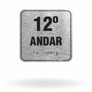 Placa de Sinalização "12º Andar" com Braille e Relevo