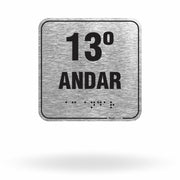 Placa de Sinalização "13º Andar" com Braille e Relevo