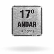 Placa de Sinalização "17º Andar" com Braille e Relevo