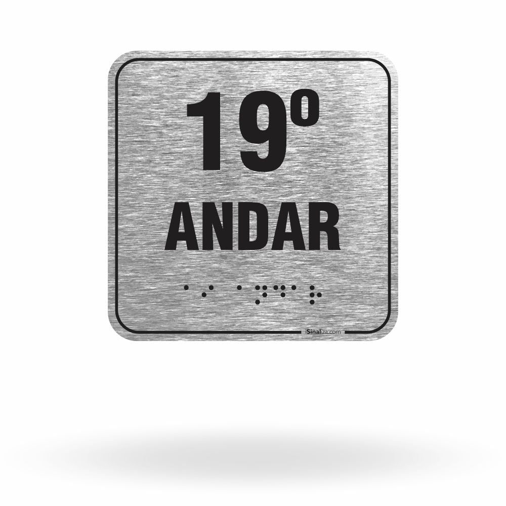 Placa de Sinalização "19º Andar" com Braille e Relevo