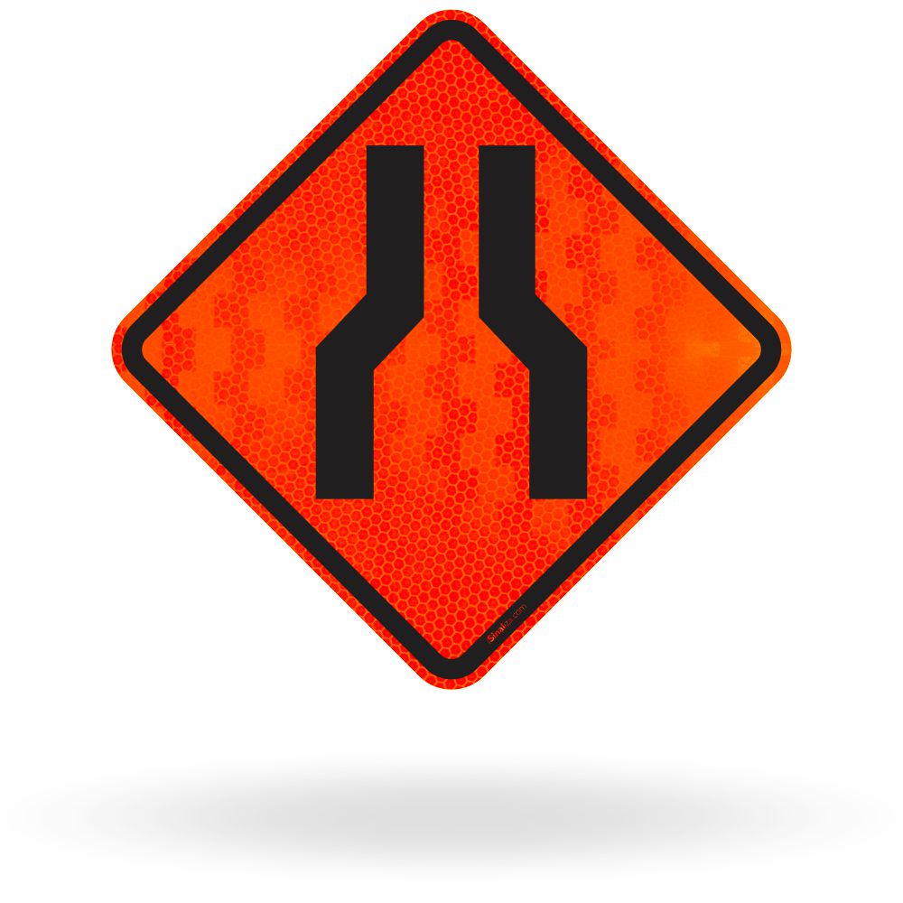 Placa Estreitamento De Pista Ao Centro A-21A - Obra