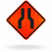 Placa Estreitamento De Pista Ao Centro A-21A - Obra