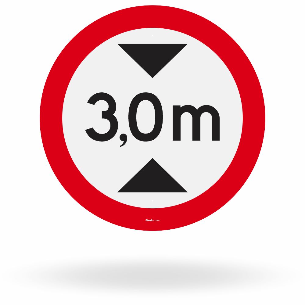 Placa Altura Máxima Permitida 3,0 Metros (R-15)