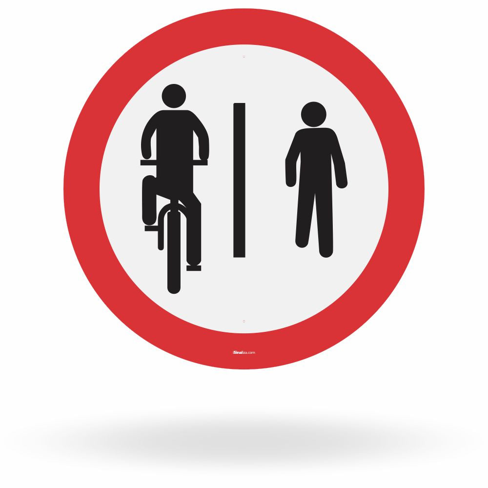 Placa Ciclistas à Esquerda, Pedestres à Direita (R-36a)