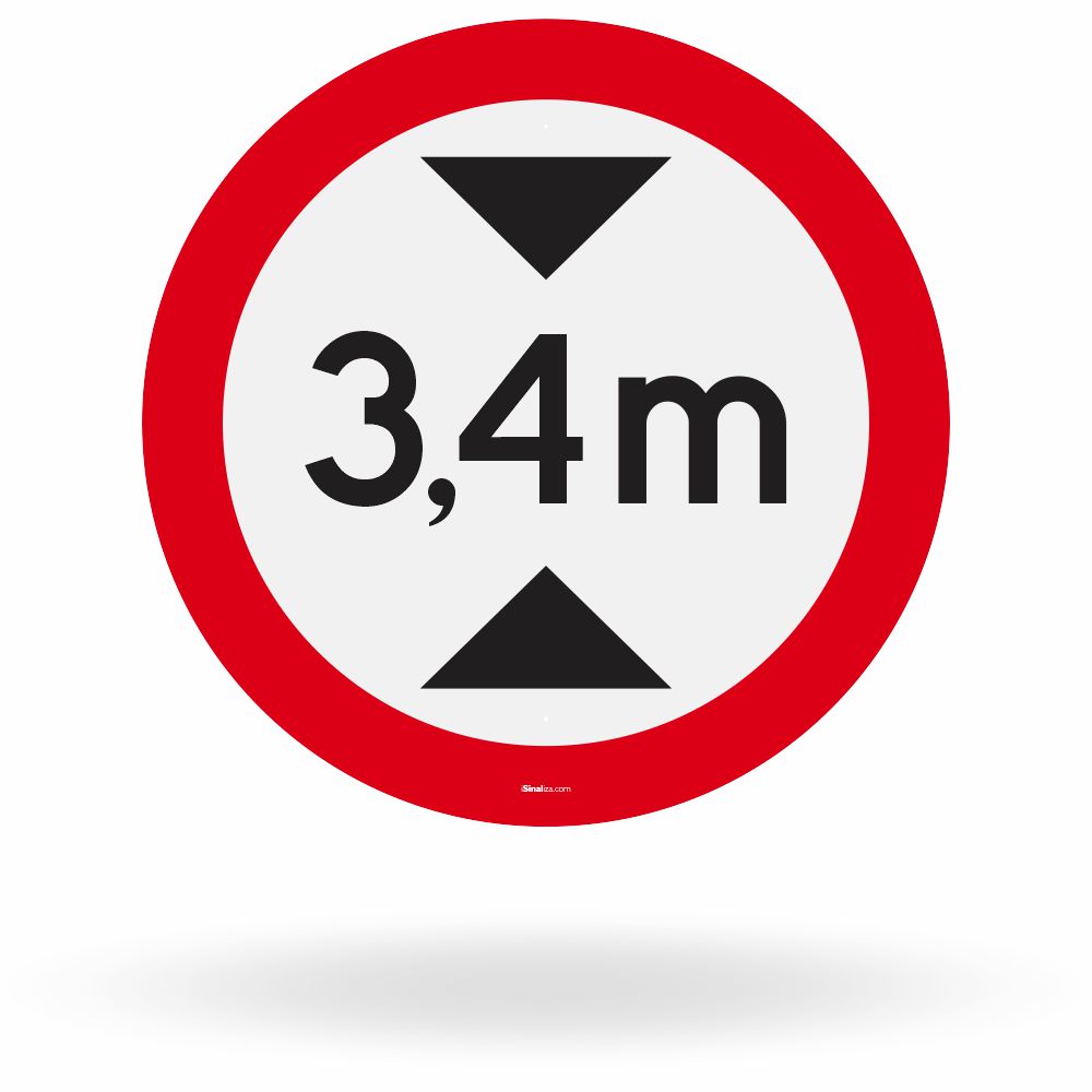 Placa Altura Máxima Permitida 3,4 Metros (R-15)