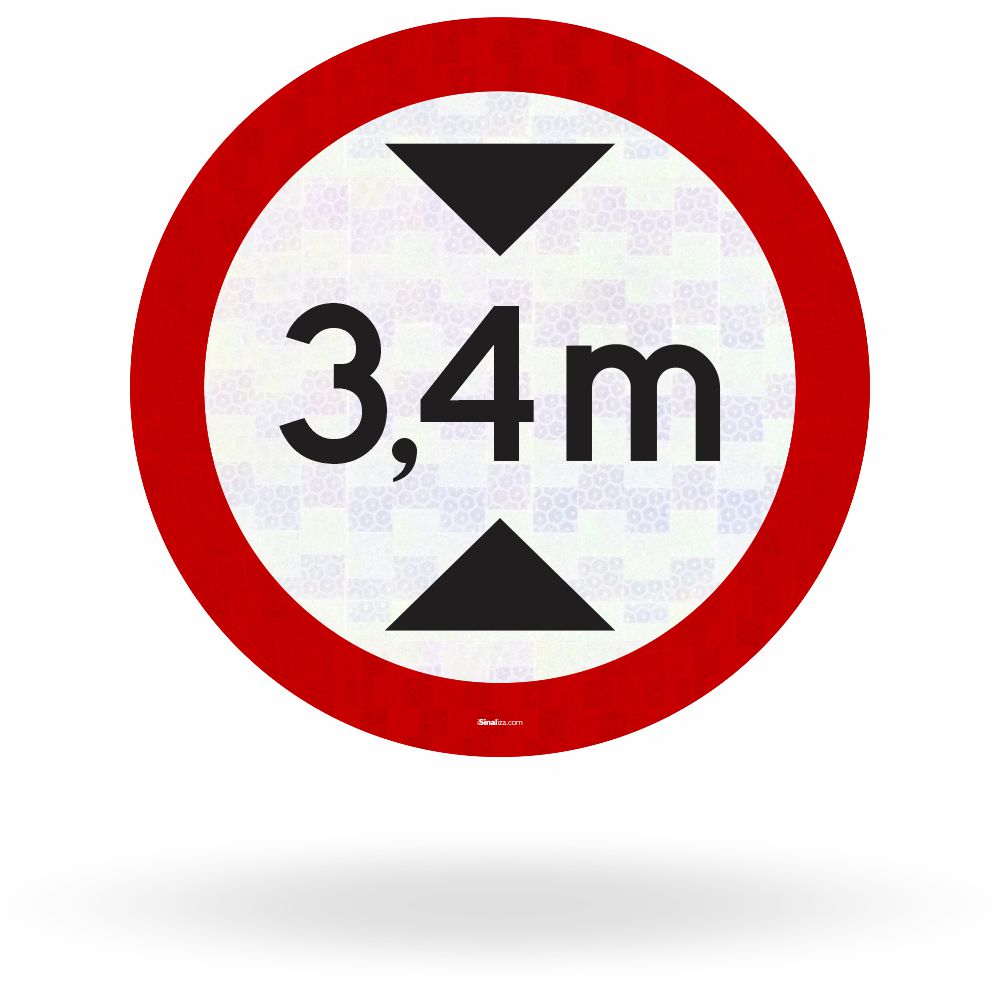 Placa Altura Máxima Permitida 3,4 Metros (R-15)