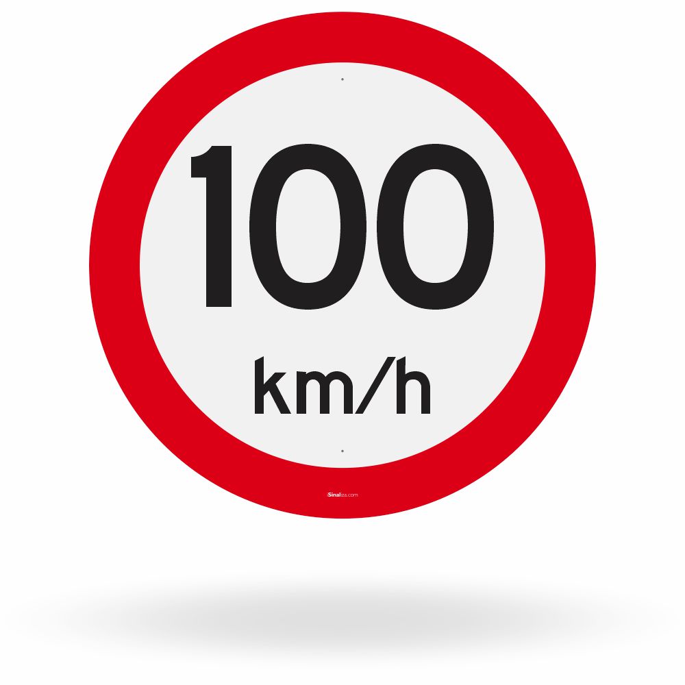 Placa Velocidade Máxima Permitida 100 km/h (R-19)