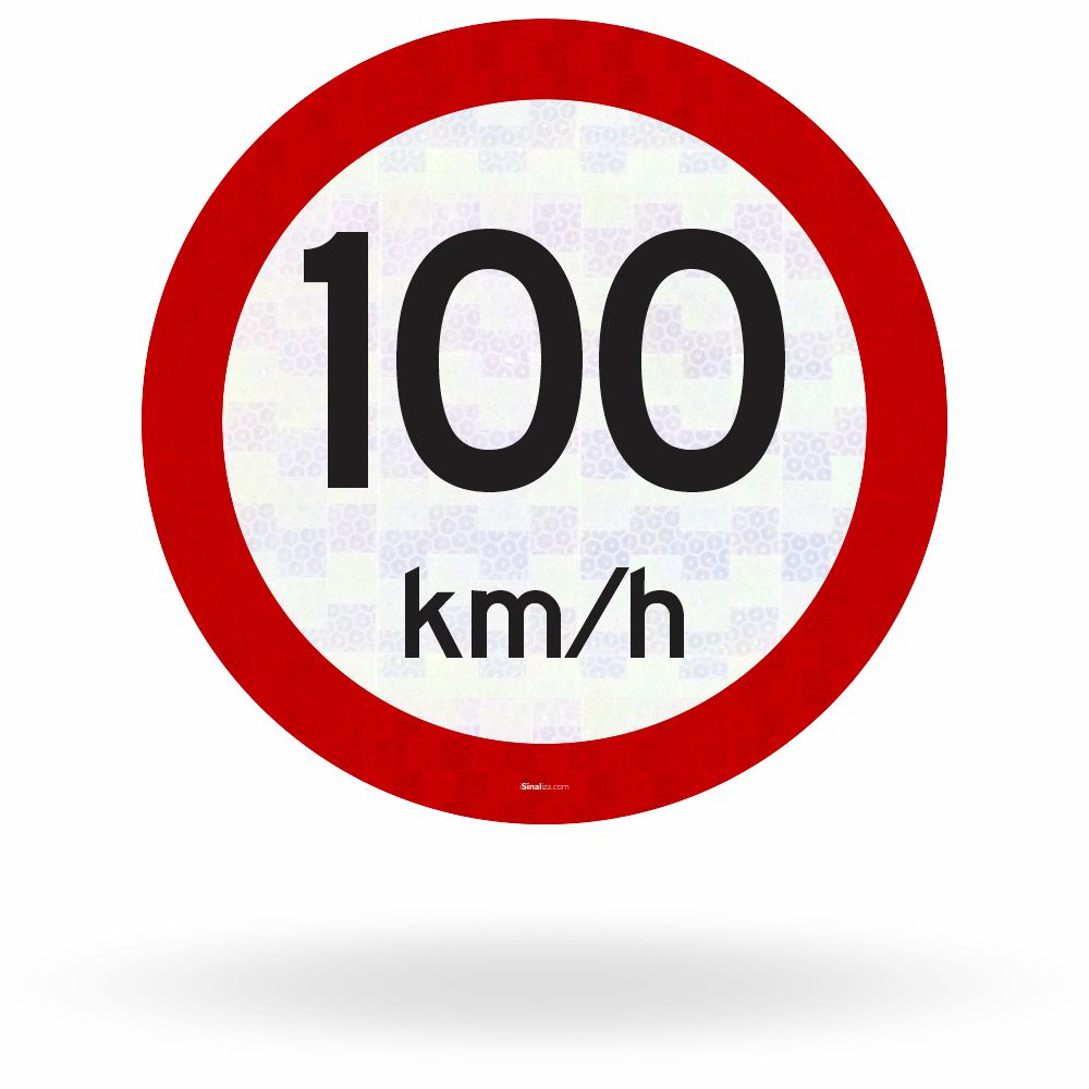 Placa Velocidade Máxima Permitida 100 km/h (R-19)