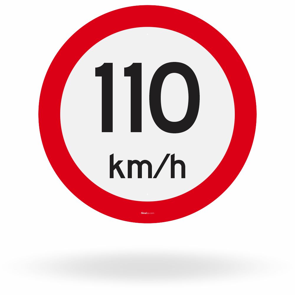 Placa Velocidade Máxima Permitida 110 km/h (R-19)