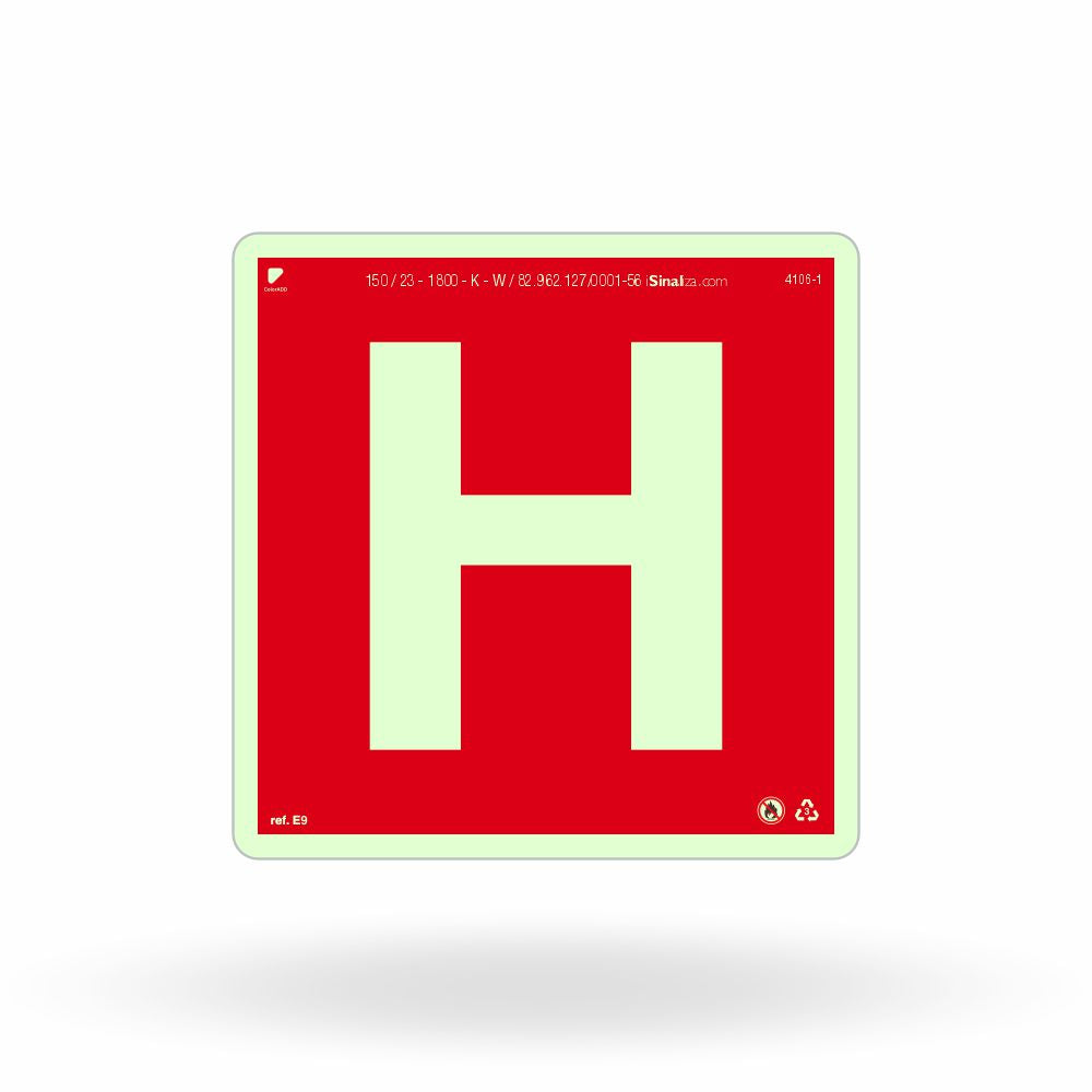 Placa "Hidrante" Fotoluminescente E9 com ColorAdd