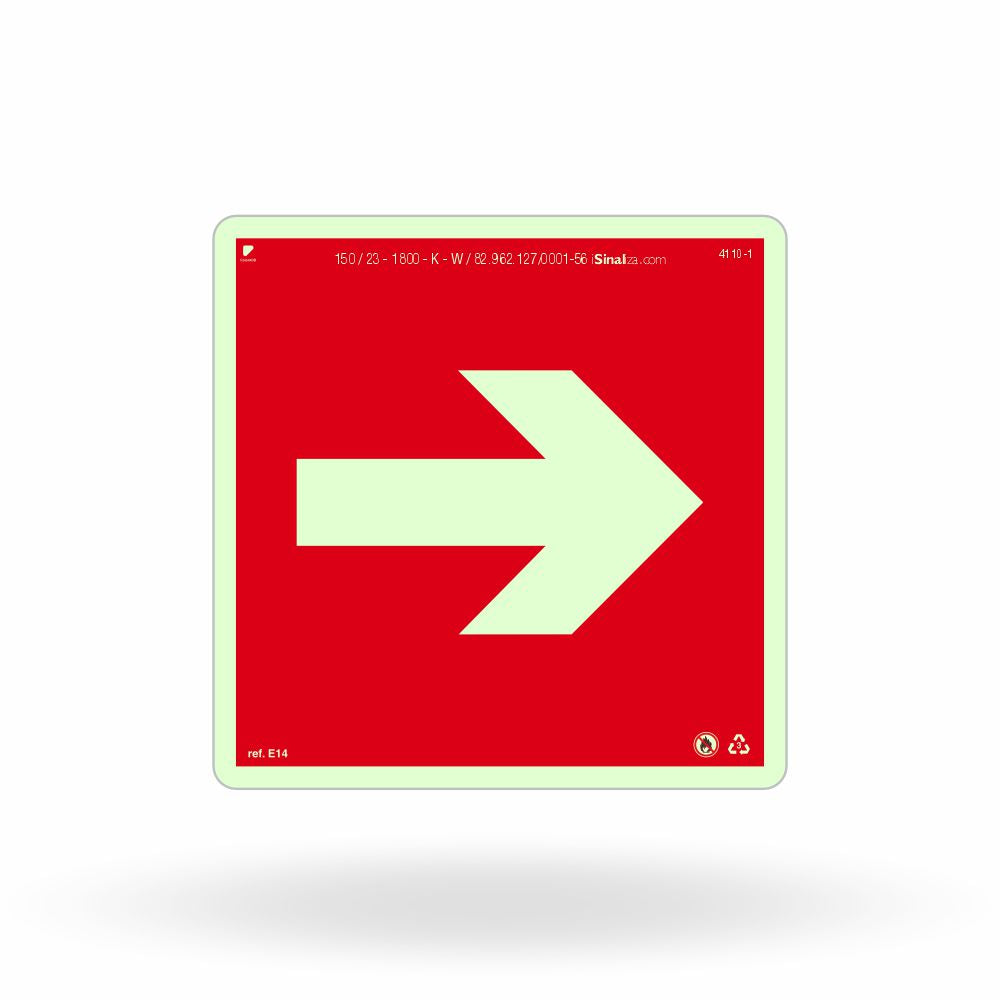 Placa Complementar "Seta" Fotoluminescente E14 com ColorAdd