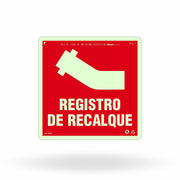 Placa "Registro de Recalque" Fotoluminescente E19 com ColorAdd
