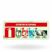 Placa "Extintor Espuma" Fotoluminescente E6-E com ColorAdd