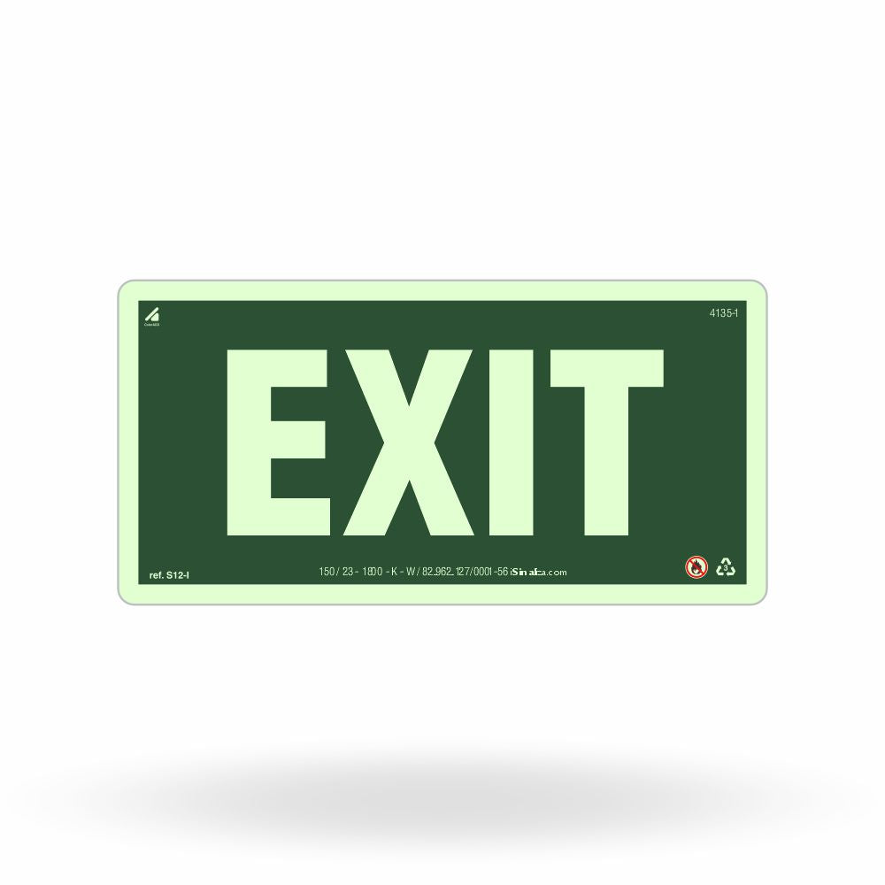 Placa Rota de Fuga "Exit" Fotoluminescente S12-I com ColorAdd
