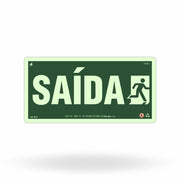 Placa Rota de Fuga "Saída" Fotoluminescente S14 com ColorAdd