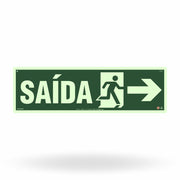 Placa Rota de Fuga "Saída à Direita" Fotoluminescente S13-D com ColorAdd