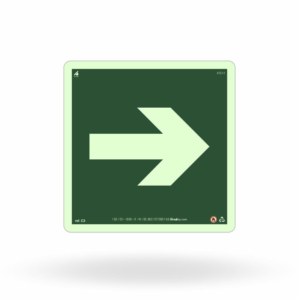 Placa Complementar "Seta" Fotoluminescente C3 com ColorAdd