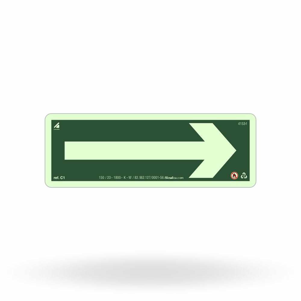Placa Complementar "Seta" Fotoluminescente C1 com ColorAdd