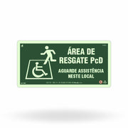 Placa "Área de Resgate para PCD" Fotoluminescente S50 com ColorAdd