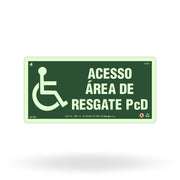 Placa "Acesso à Área de Resgate" Fotoluminescente S51 com ColorAdd
