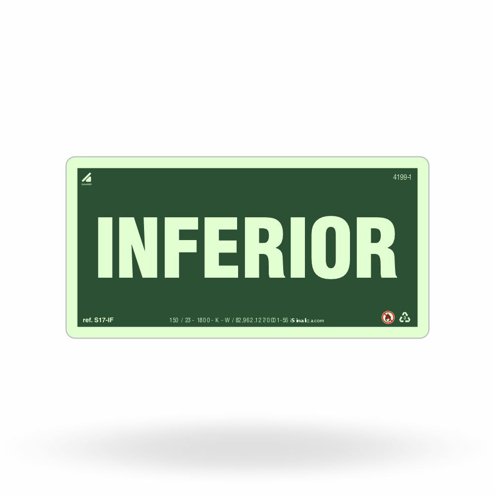 Placa de Andar "Inferior" Fotoluminescente S17-IF com ColorAdd