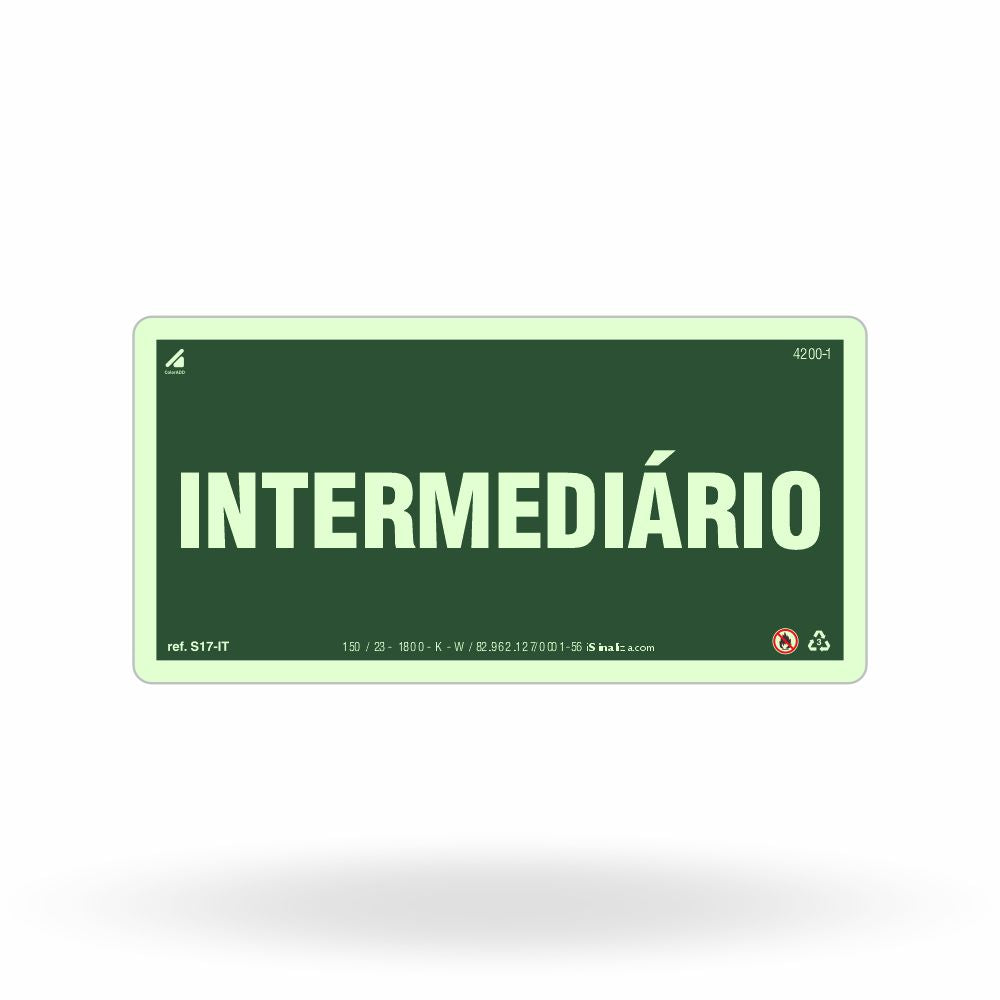 Placa "Intermediário" Fotoluminescente S17-IT com ColorAdd