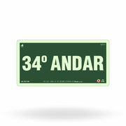 Placa "34º Andar" Fotoluminescente S17-34 com ColorAdd