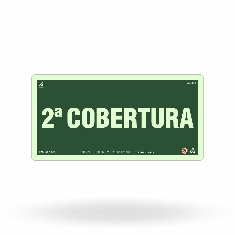 Placa "2ª Cobertura" Fotoluminescente S17-C2 com ColorAdd