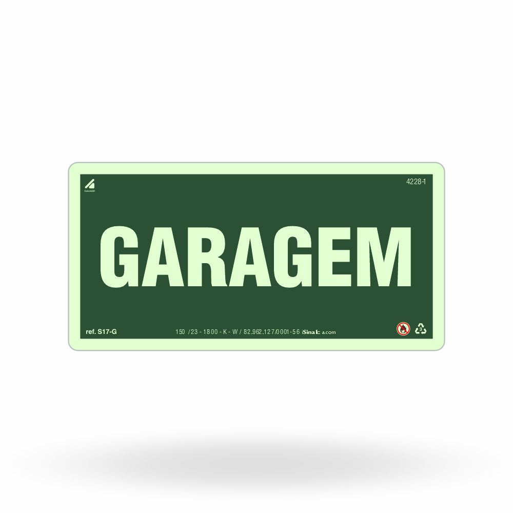 Placa "Garagem" Fotoluminescente S17-G com ColorAdd
