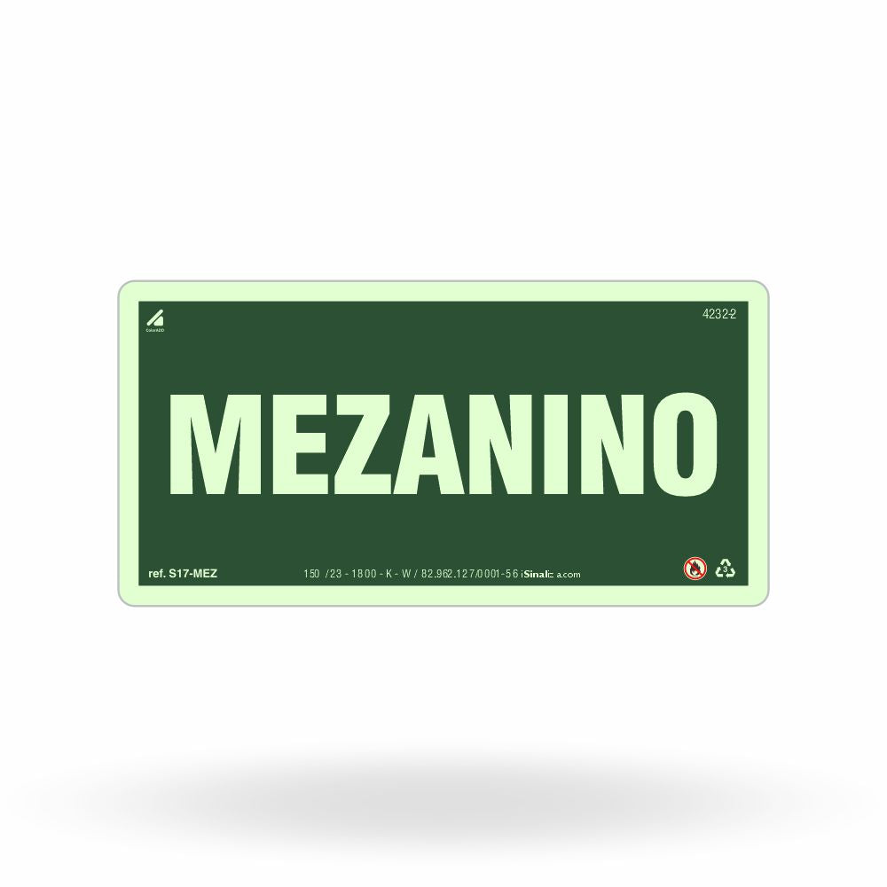 Placa "Mezanino" Fotoluminescente S17-MEZ com ColorAdd