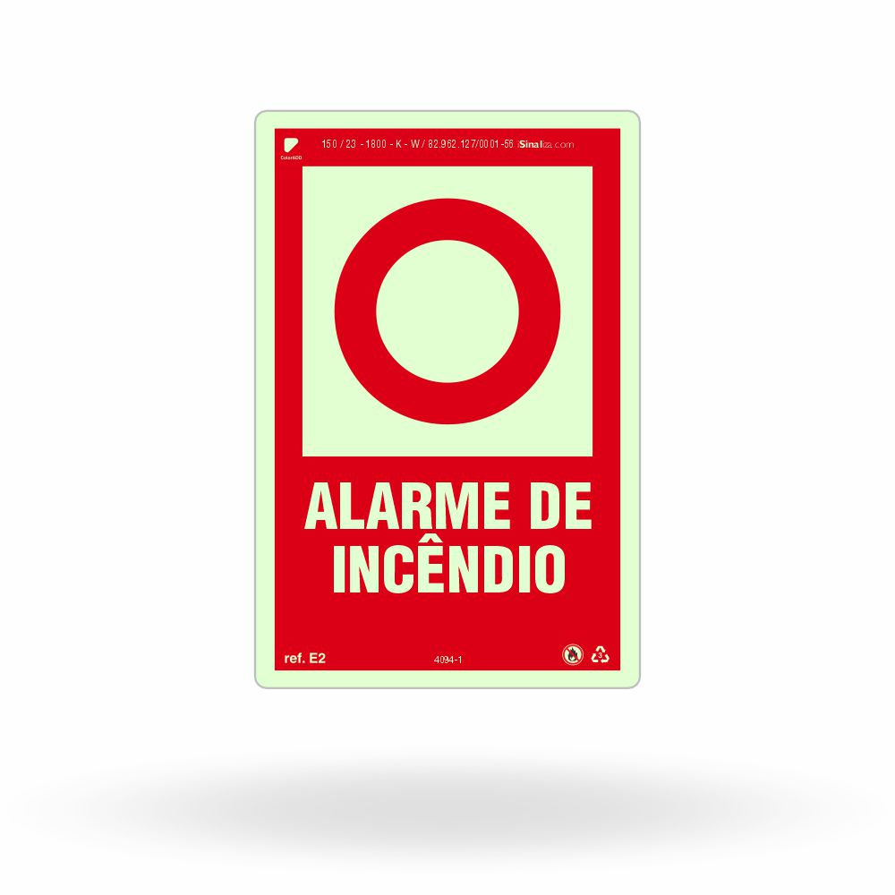 Placa "Alarme de Incêndio" E2 com ColorAdd