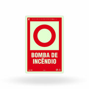 Placa "Bomba de Incêndio" Fotoluminescente E3 com ColorAdd