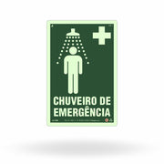 Placa "Chuveiro de Emergência" Fotoluminescente EM8 com ColorAdd