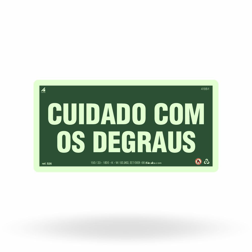 Placa de Advertência "Cuidado com os Degraus" S26 com ColorAdd