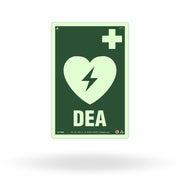 Placa "DEA - Desfibrilador" Fotoluminescente EM5 com ColorAdd