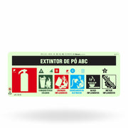 Placa "Extintor Pó ABC" Fotoluminescente E6-B com ColorAdd