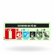 Placa "Extintor Pó BC" Fotoluminescente E6-P com ColorAdd
