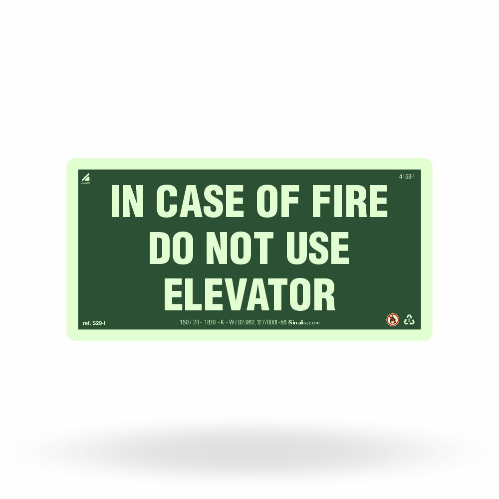 Placa "In Case of Fire Do Not Use Elevator" S29-I com ColorAdd