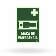 Placa "Maca de Emergência" Fotoluminescente EM1 com ColorAdd