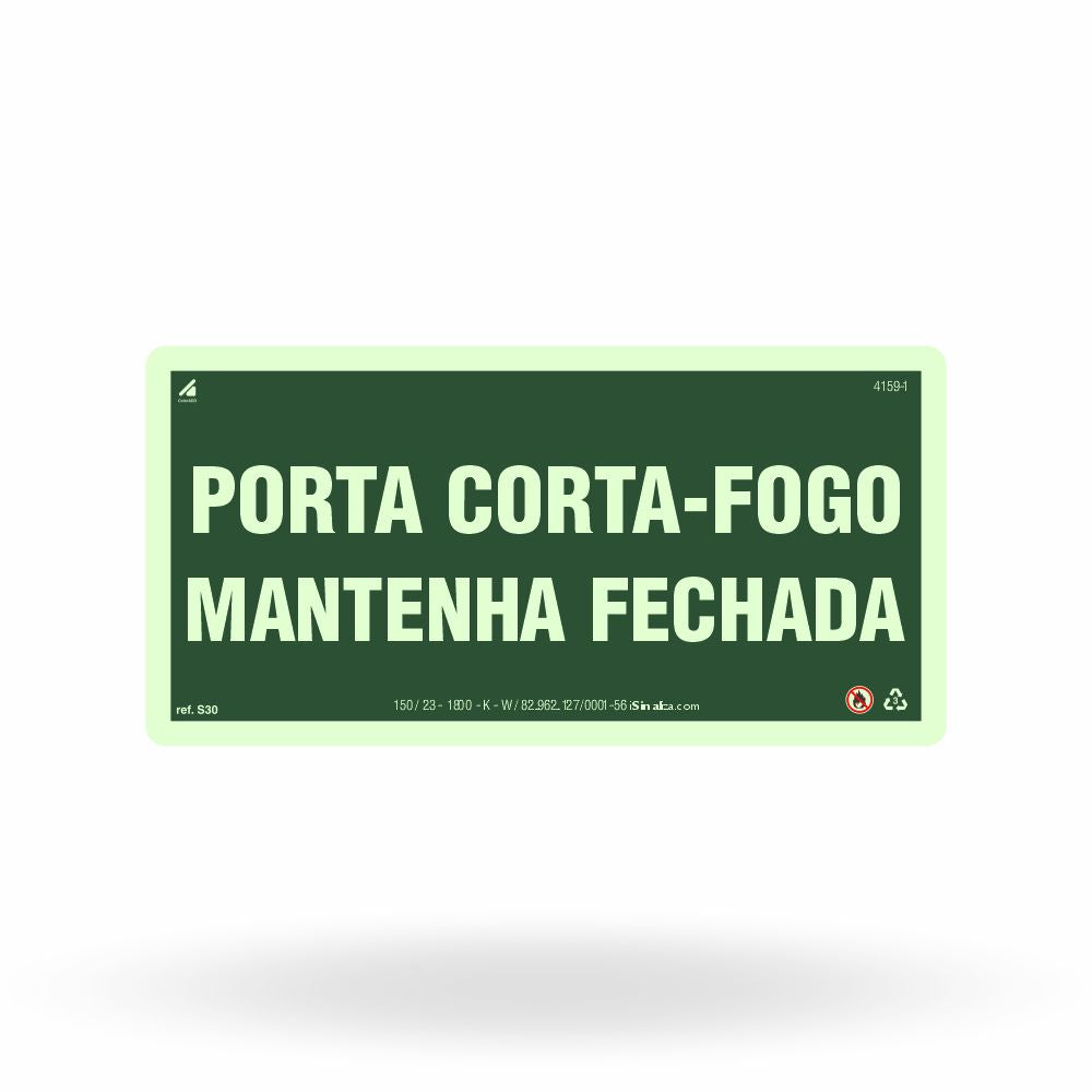 Placa "Porta Corta-Fogo Mantenha Fechada" S30 com ColorAdd