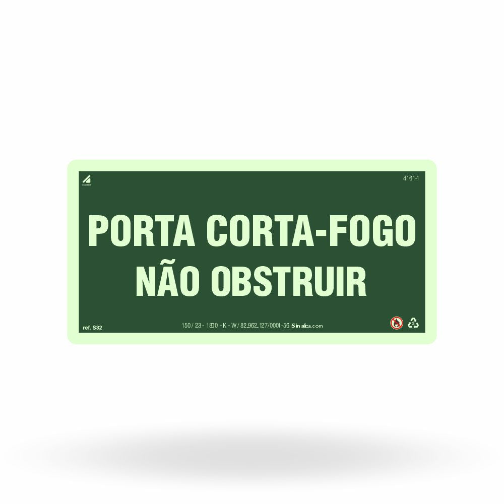 Placa Rota de Fuga "Porta Corta-Fogo" S32 com ColorAdd