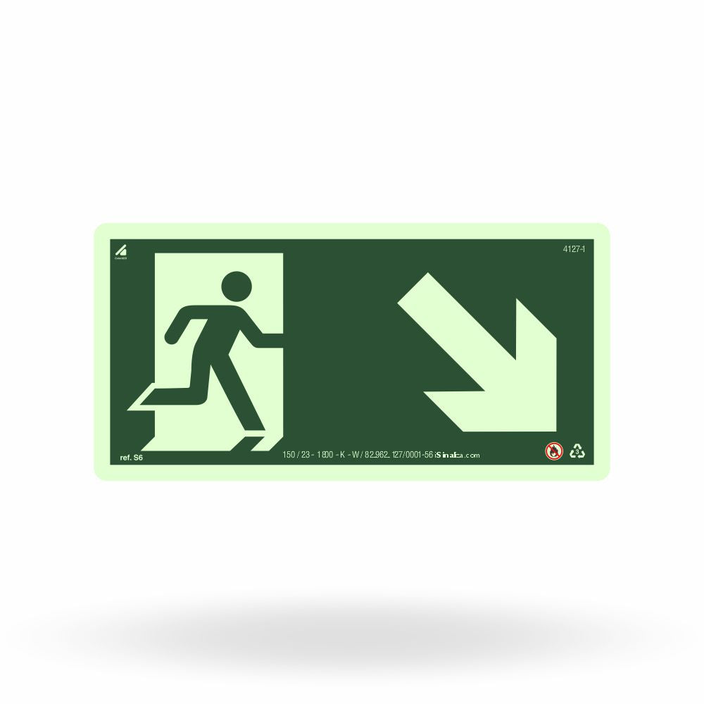 Placa Rota de Fuga "Desce à Direita" S6 com ColorAdd