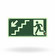 Placa Rota de Fuga "Escada Desce à Esquerda" S9 com ColorAdd