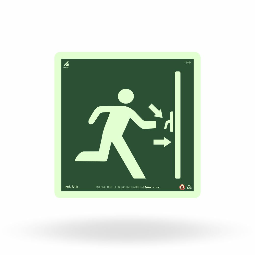 Placa "Porta Corta-Fogo Empurre" S19 com ColorAdd