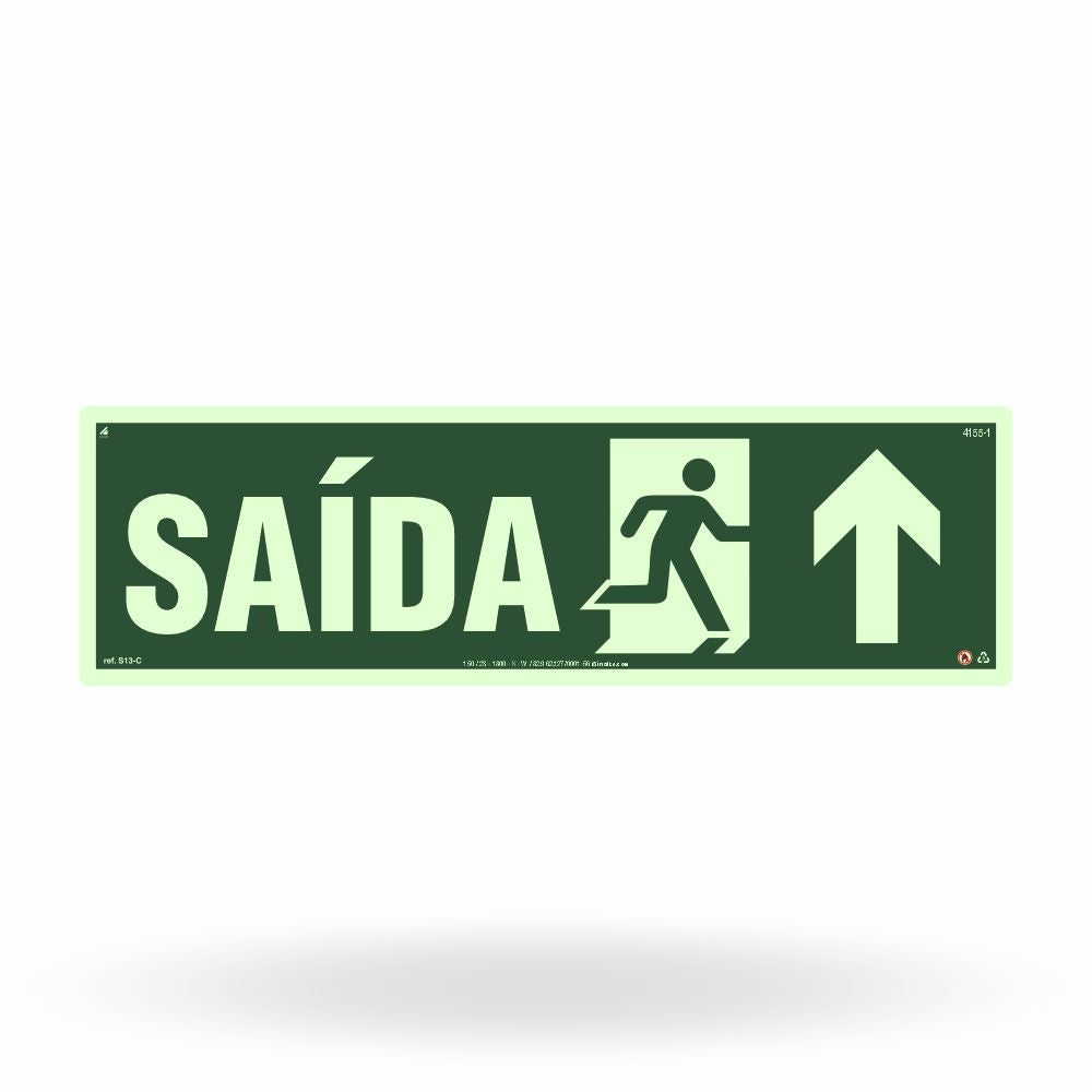 Placa "Saída de Emergência" (Seta Cima) S13-C com ColorAdd