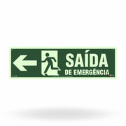 Placa Rota de Fuga "Saída de Emergência à Esquerda" S13-EM com ColorAdd